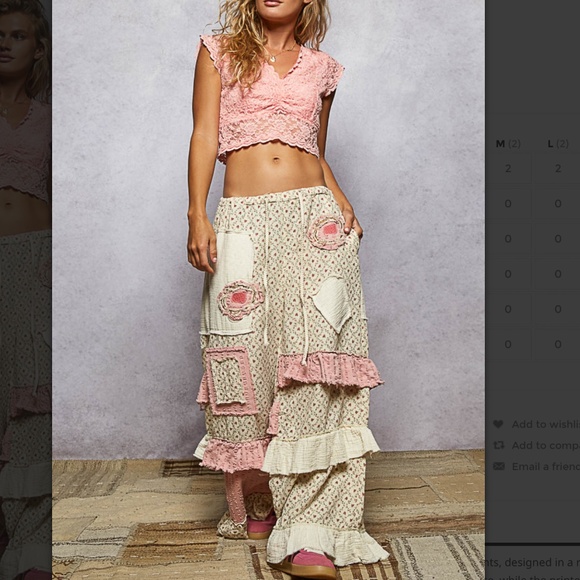 POL “ Flora “ POL Relaxed Fit Wide Leg Ruffle Pants 58A - Picture 5 of 8